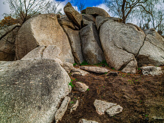 Cracked Granite Boulders Leaning On Each Other