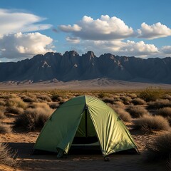 Desert Camping Adventure - Tent Under a Vast Sky.