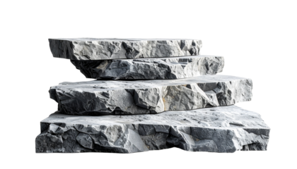 Four stacked jagged stone platforms