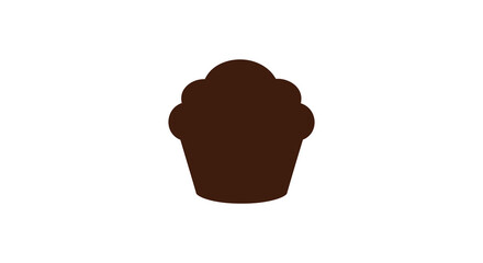 A single isolated dark brown cupcake with swirls of dark frosting on a clean silhouette