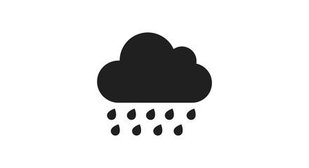 Stylized cloud icon with falling rain drops for weather forecasts and atmospheric presentations silhouette