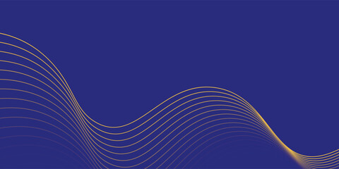 abstract blue wavy background with gold line wave, can be used. vector eps10