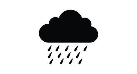 Silhouette of a dark cloud releasing heavy raindrops weather symbol silhouette