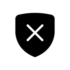 Obraz premium Security Shield with Cross Mark Icon Denied