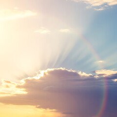 Sunlit Clouds - A Serene Sky View with Radiant Light.