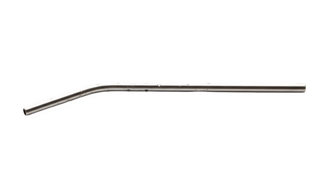 A sleek, silver drinking straw isolated on transparent background, perfect for enjoying beverages in an ecofriendly and stylish manner