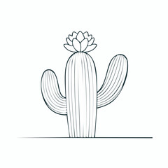 Simple cactus illustration with a beautiful flower on top.