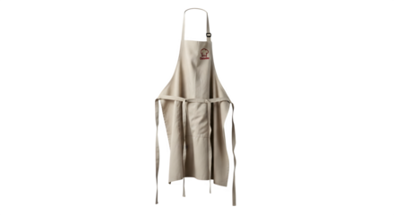 Beige apron isolated on transparent background, a kitchen essential for cooking, baking, and grilling, protecting clothes from spills and stains