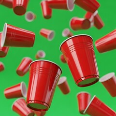 Red Cups in Motion - A Party Atmosphere.