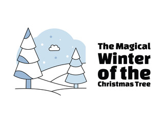 Minimalist winter scene vector illustration.