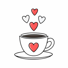 Coffee cup with hearts a symbol of love and warmth.