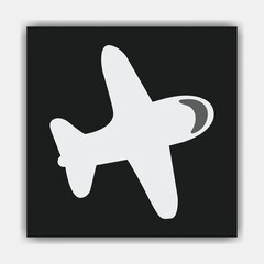  Simple White Airplane Icon on Dark Background
