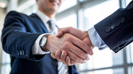 Closeup of business handshake showing agreement and successful partnership