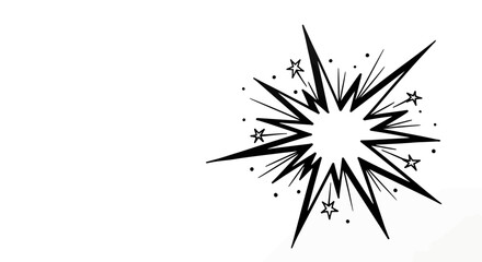 Black and white cartoon explosion with stars and radiating lines. © Sultan Desain