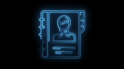 Glowing address book animation on black background concept of contacts management digital data - Powered by Adobe