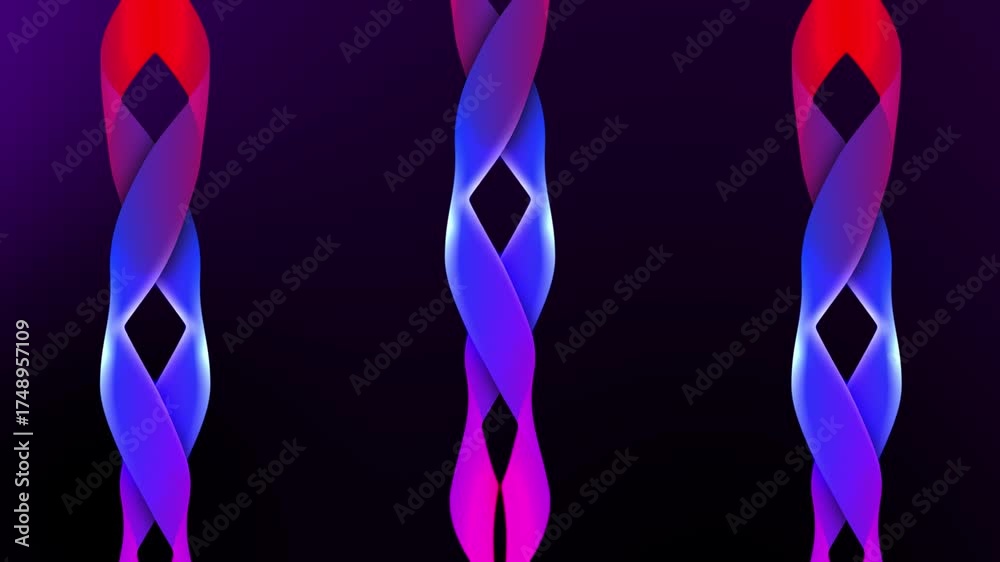 Wall mural 3d twirling ribbon animation with a dark dynamic background and hypnotic abstract design smooth moti