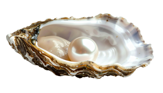 Pearl rests in oyster shell interior