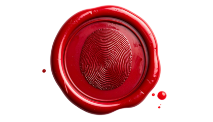 Red wax seal with fingerprint detail