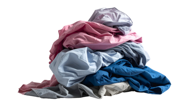 Folded colorful laundry pile on black
