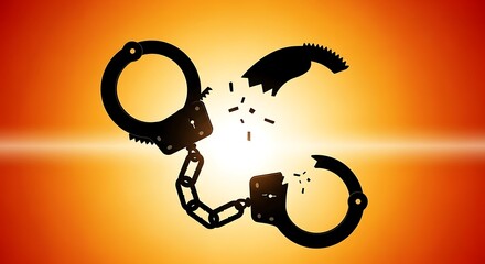 Broken Handcuffs - Symbol of Freedom and Overcoming Obstacles.