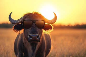 Naklejka premium Funky Buffalo with Bold Street Style Energy
