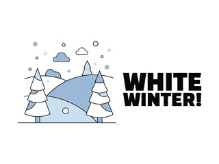 Minimalist winter scene with christmas tree vector illustration.