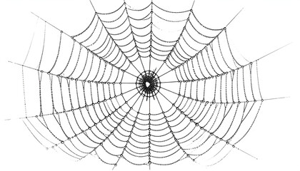 Fototapeta premium Intricate Hand-Drawn Spider Web Illustration on White Background.