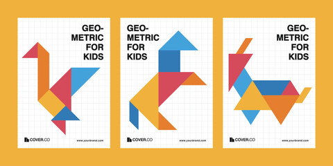 Geometric Cover Vector Templates, Modern Abstract Poster Design Set