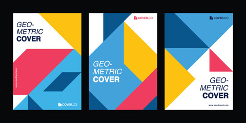 Geometric Cover Vector Templates, Modern Abstract Poster Design Set