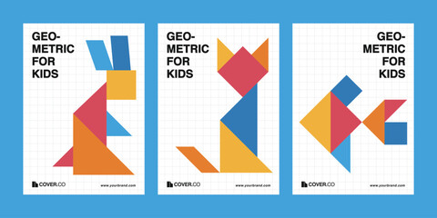 Geometric Cover Vector Templates, Modern Abstract Poster Design Set