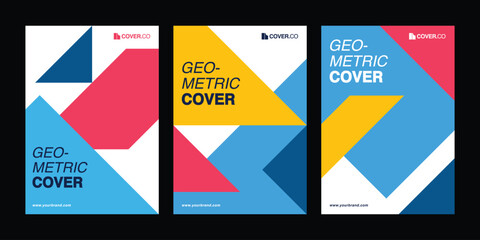 Geometric Cover Vector Templates, Modern Abstract Poster Design Set