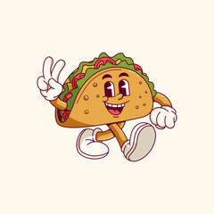 Cute cartoon tacos Vector illustration hand drawn