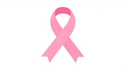 Pink ribbon symbol for breast cancer awareness month isolated on a white background.
