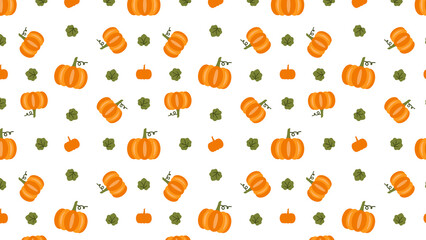 seamless pattern background with pumpkins and leaves