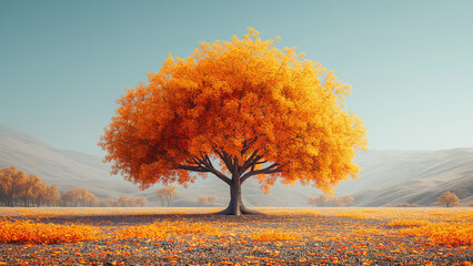 lonely tree in the autumn