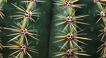 Close-up of a Cactus with Sharp Spines and Green Skin.
