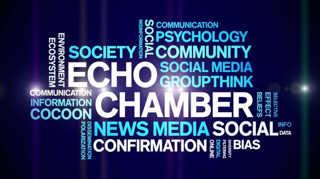 Echo Chamber animated word cloud-text design animation tag kinetic typography seamless loop.