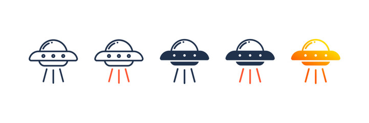 Ufo icon set multiple style collection
