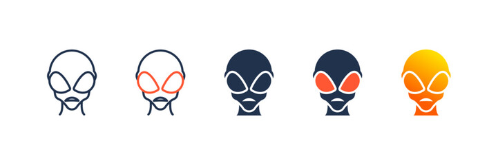 Alien icon set multiple style collection