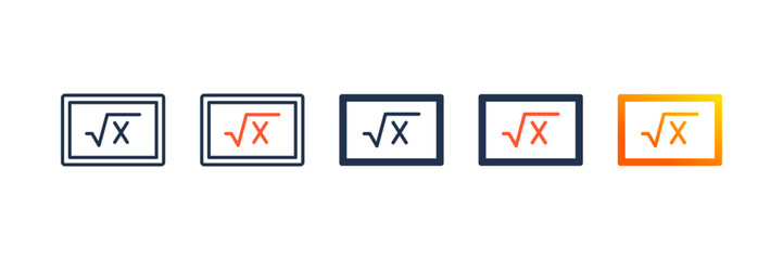 Equation Board icon set multiple style collection