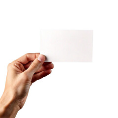 Obraz premium Hand holding business card mockup on transparent background