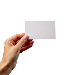Obraz premium Hand holding business card mockup on transparent background