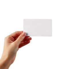 Fototapeta premium Hand holding business card mockup on transparent background