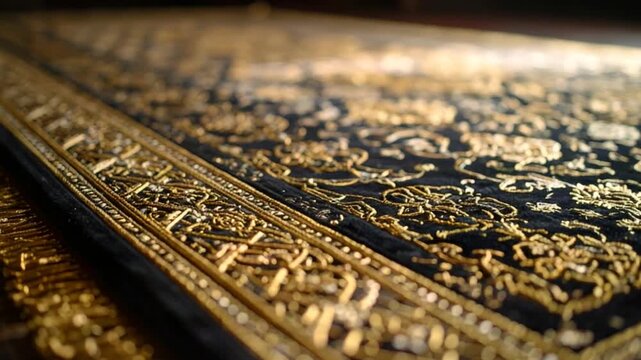 Ornate golden embroidered carpet