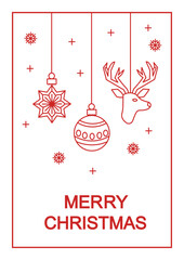 Minimalist christmas card template vector.