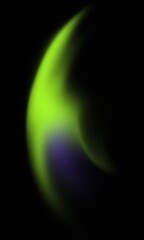 Liquify Holographic Gradient. Abstract Crescent Shape with Blue and Yellow Gradient on Balck Background