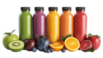 Colorful Array of Fruit Juice Bottles