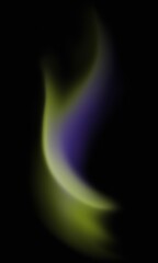 Liquify Holographic Gradient. Abstract Crescent Shape with Blue and Yellow Gradient on Balck Background