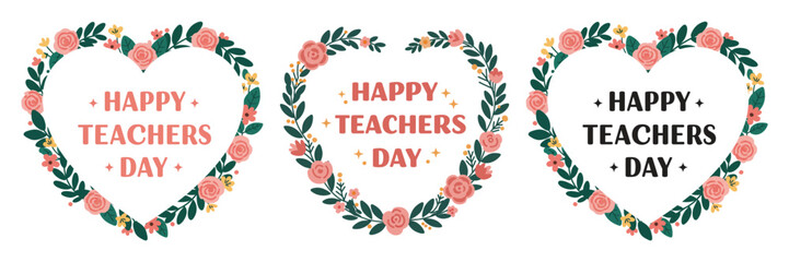 Teacher Word with Watercolor Flower Bouquet Decoration