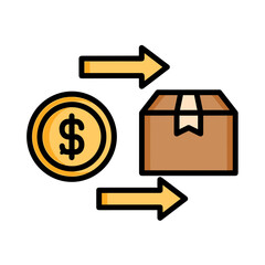 Payment for Goods Icon: Money to Package Transaction Flow